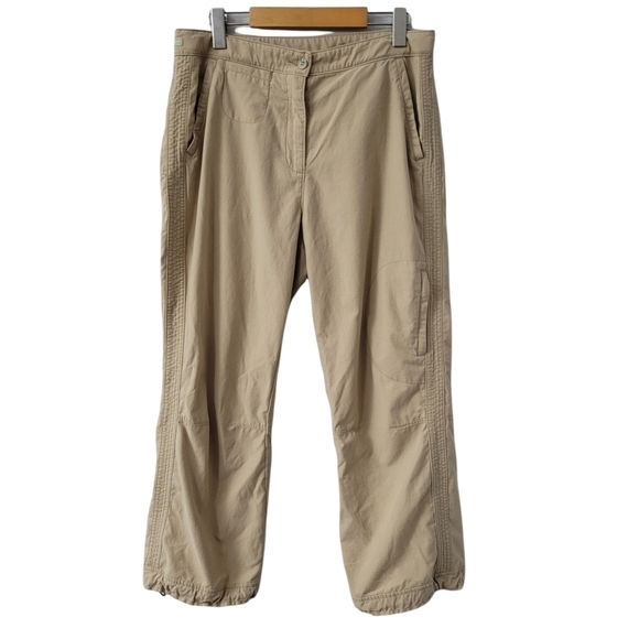 𝅺WOMEN’S Woolrich Khaki Capri Cropped Pants Size 10 High Waist Beige Relaxed - Picture 1 of 12